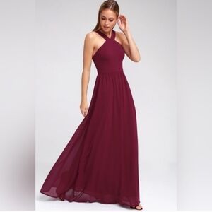 Lulus Air Od Romance Burgundy Maxi Dress Size XL